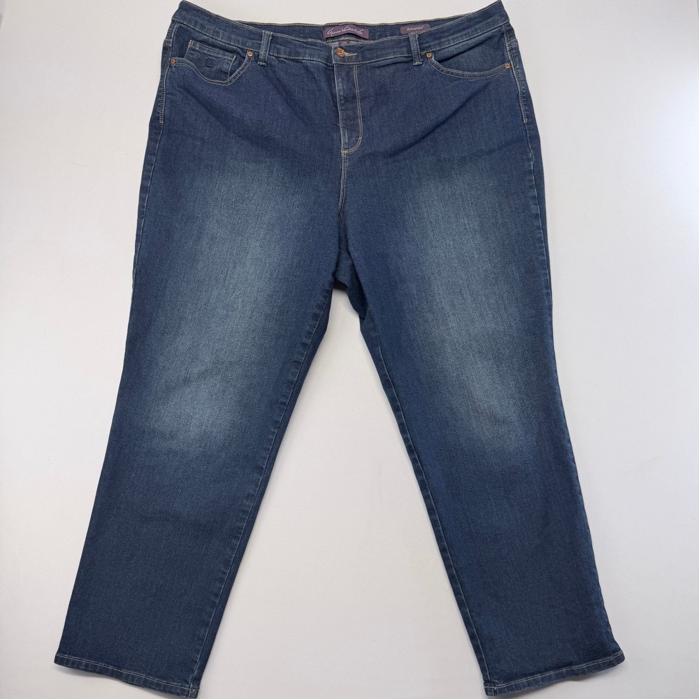 Gloria Vanderbilt Amanda High Rise Straight Leg Jeans Blue 22W Plus Size